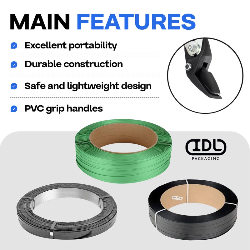 IDL Packaging H-268 Strapping Cutter for Steel & Polyester (PET) & Polypropylene (PP) Banding from 3/8" to 1 1/4" Width and up to 0.035" Thickness â€“ Durable Tool with Safety Function - Image 4